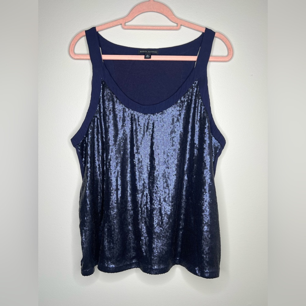 Banana Republic Navy Sequin Tank Top